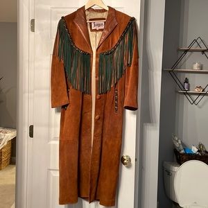 Vintage Southern suede leather trench coat. Made in the USA!